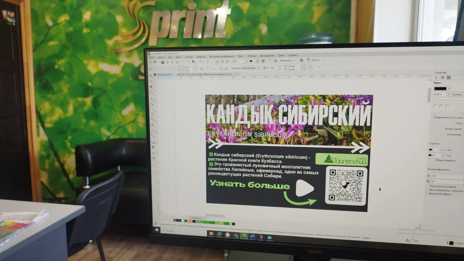 Макет таблички о растении с QR-кодом — Спринт Медиа, Новокузнецк
